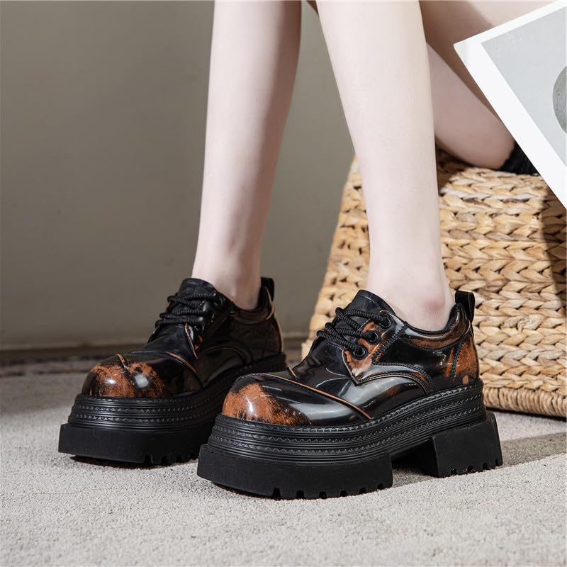 Vintage Distressed Leather Round Toe Loafers with Thick Sole Comfortable Casual Platform Shoes for Walking Daily Workwear and Stylish 4 Inch Height Boost4