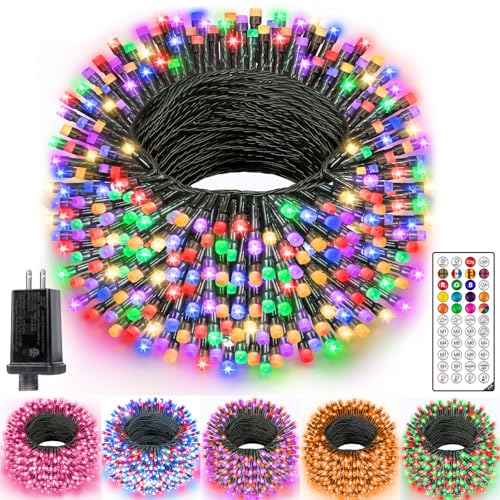 Ollny RGB Color Changing String Lights 400 LEDs 131 FT, 130 Modes Color Changing Christmas String Lights with Remote, Timer & Waterproof, Outdoor Xmas Lights for Thanksgiving Day House Holiday Decor
