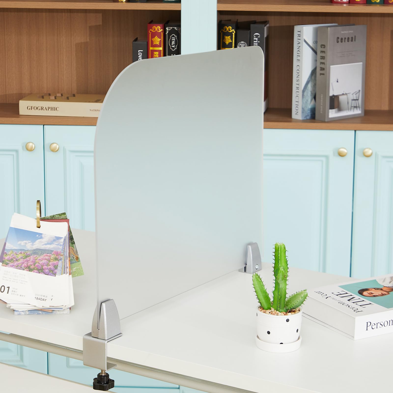 23 x 18 Inch Desk Privacy Panel Clear Desk Divider Desk Partition Acrylic Office Desk Accessories Frosted Acrylic Clamp-on Desk Partition for Schools Classrooms Students Classroom Tabletop