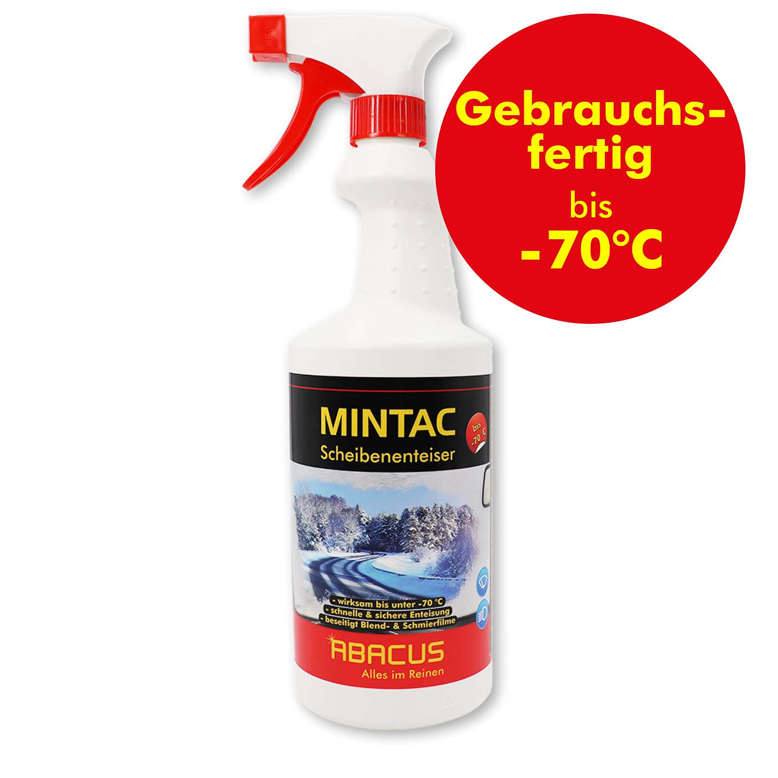ABACUS® Scheibenenteiser, Enteiserspray, Scheibenenteiser-Spray – für eisfreie Autoscheiben, enteist Scheiben bis -70 °C Scheibenenteiser 4X 750 ml (7755.4)