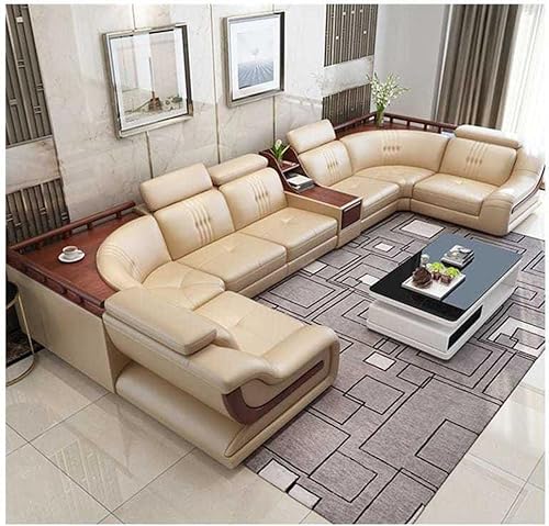 Shaan Leatherette Sofa Set/ 2+1+1+1+2 7 Seater/U Shape Sacti...