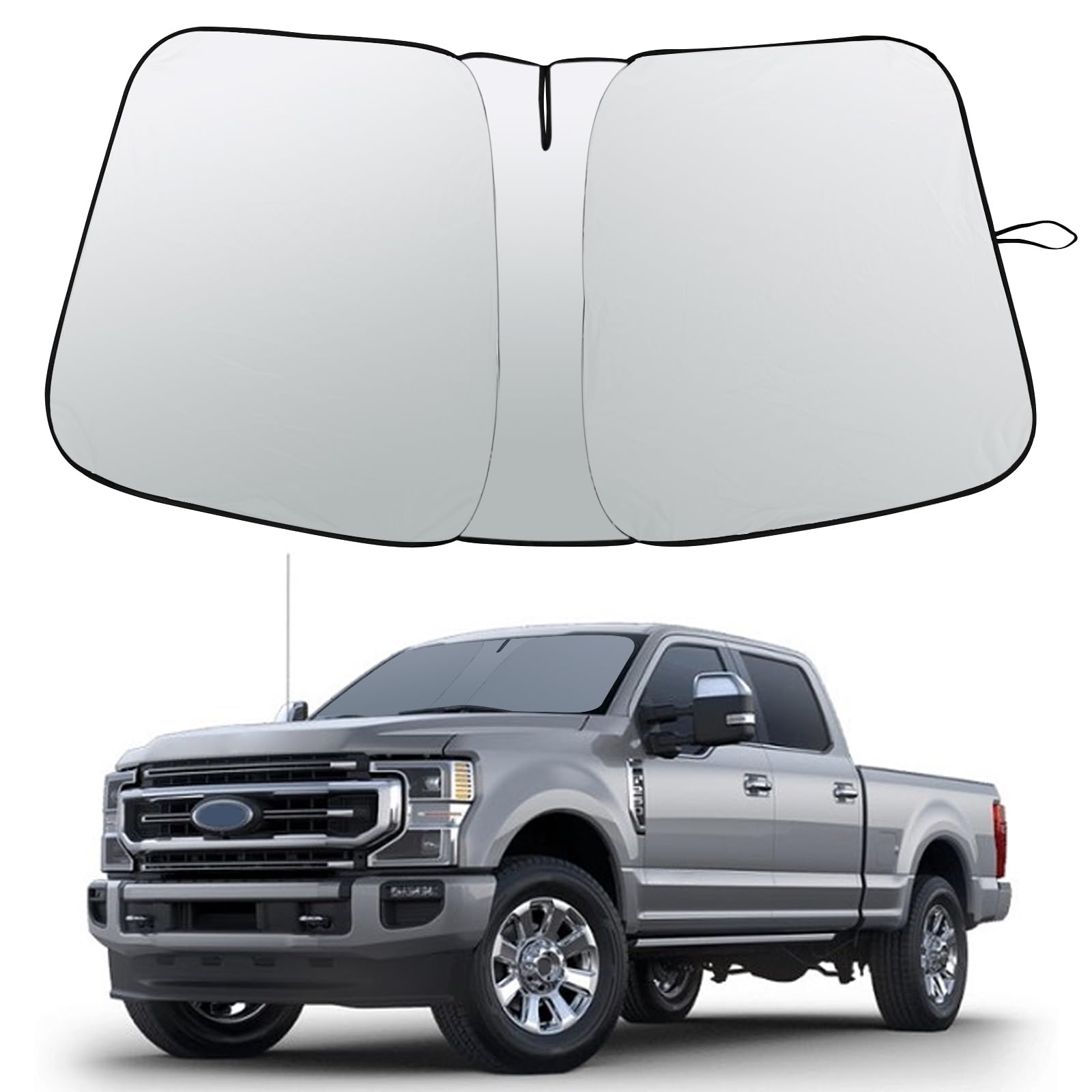 Front Windshield Sunshade Foldable Sunshade Protector Compatible with Ford Super Duty F250 F350 F450 F550 2017-2022 Accessories, Window Shade Sun Visor Protector Blocks UV Rays Keep Your Car Cooler