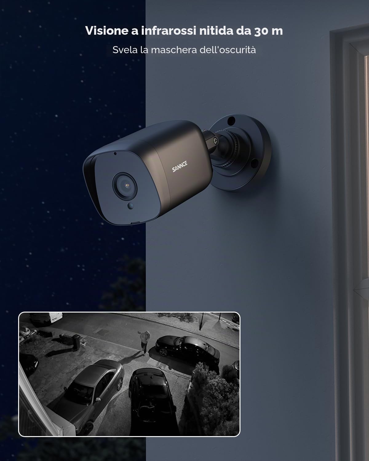 SANNCE Security CCTV - Telecamera Bullet per 2 sistemi di sorveglianza da 5 MP, 12 luci a infrarossi, distanza di visione notturna a 100 piedi/30 m, WDR digitale e DNR, impermeabile IP66