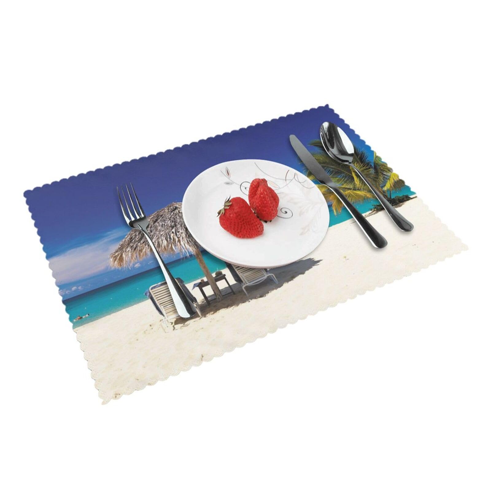 Jamaica Beach Printed Placemats Set of 4 PCS Washable Placemat for Kitchen Table Heat-resistant Table Mats 45x30 CM