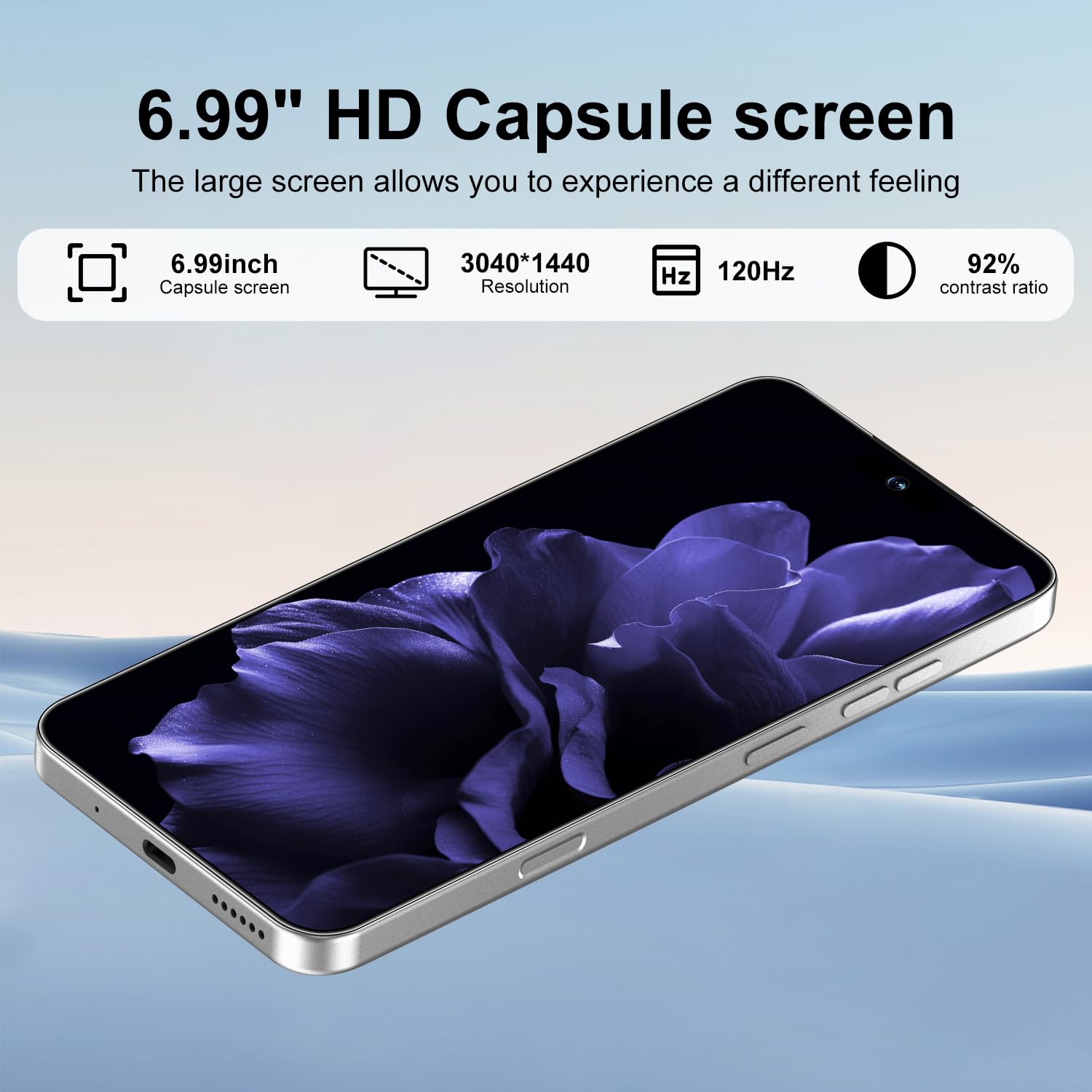 16PROMA X Smartphone: Massive 6.99" FHD+ Screen | Epic 7000mAh Battery Life | 16+512GB Extreme Speed | 108MP Pro Camera | Unlocked Android | Superior to 12GB RAM (White)