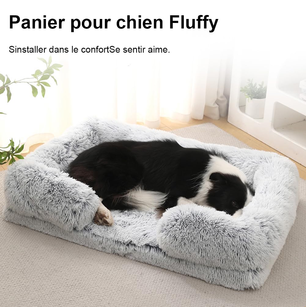 80x53cm Panier pour Chien Dehoussable et Lavable,Lit Chat Orthopedique | Couverture de Protection pour Canapé,Bords Rehaussés,Coussin Chien Anti Stress Doux et Moelleux,Rose