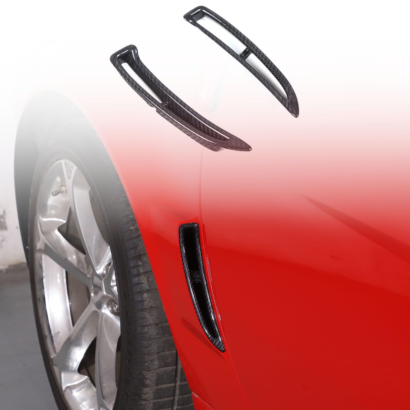 Carbon Fiber Car Fender Side Vents Cover Trim Compatible with Chevy Corvette C6 2005-2013 Air Flow Intake Hole