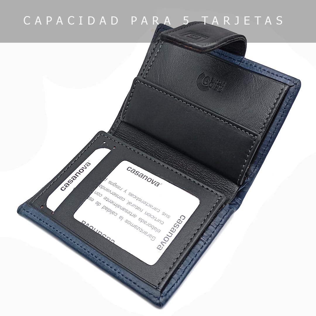Cartera de Mujer en Piel Pequeña - Hecho a Mano - RFID - 39272 Azul