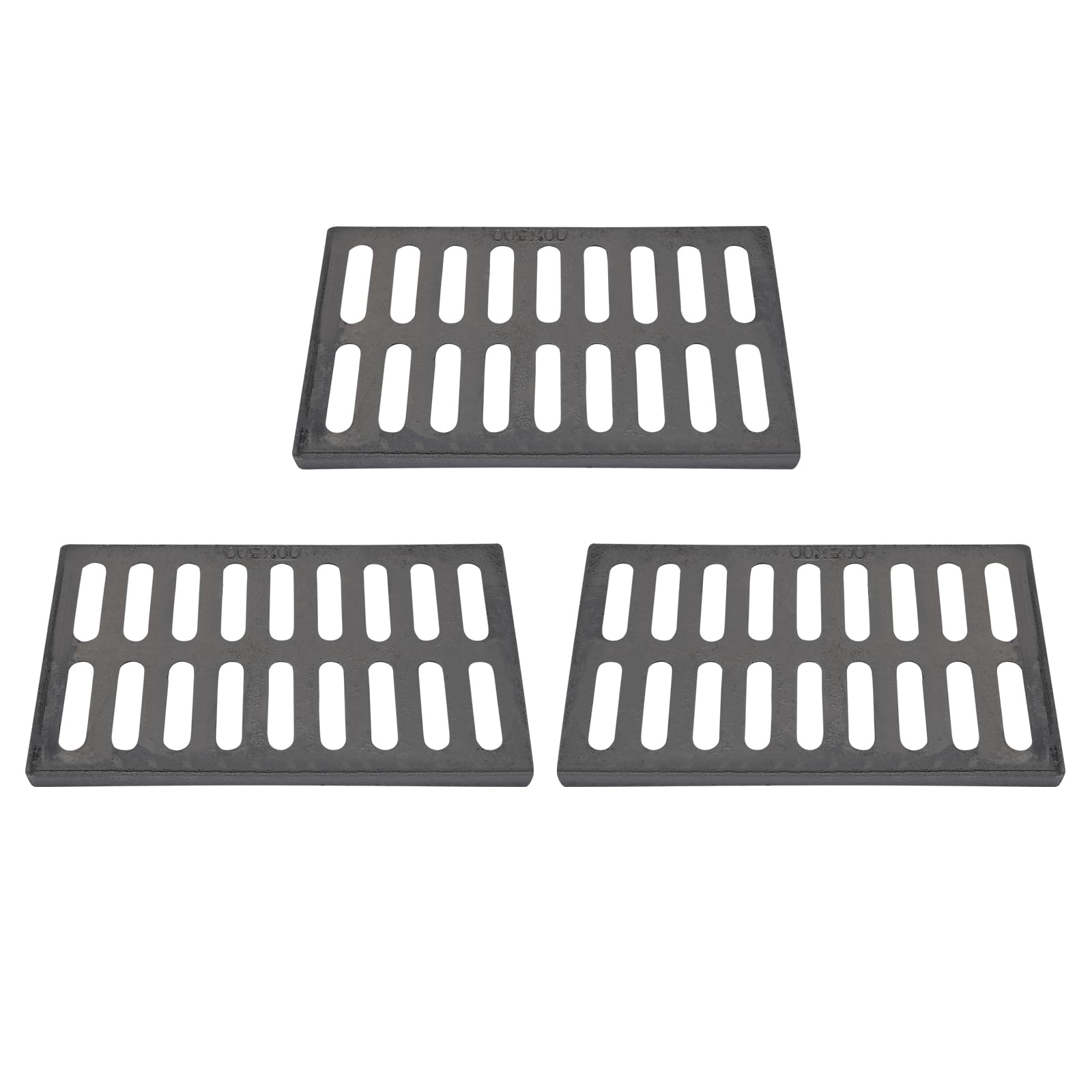 Ductile Iron Drain Grate 20 x 12 Inches 3Pcs Heavy Duty Metal Sewer Cover for Municipal Construction Sites, Black Rectangle Drainage Grate Driveway - 5T Load Capacity