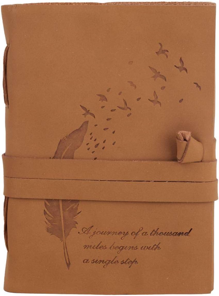 Handcrafty Antique Handmade Leather Bound Diary cum Notepad for Men and Women Plain Paper of 5ร7 Inch Size 200 Pages Perfect for Travel Diary
