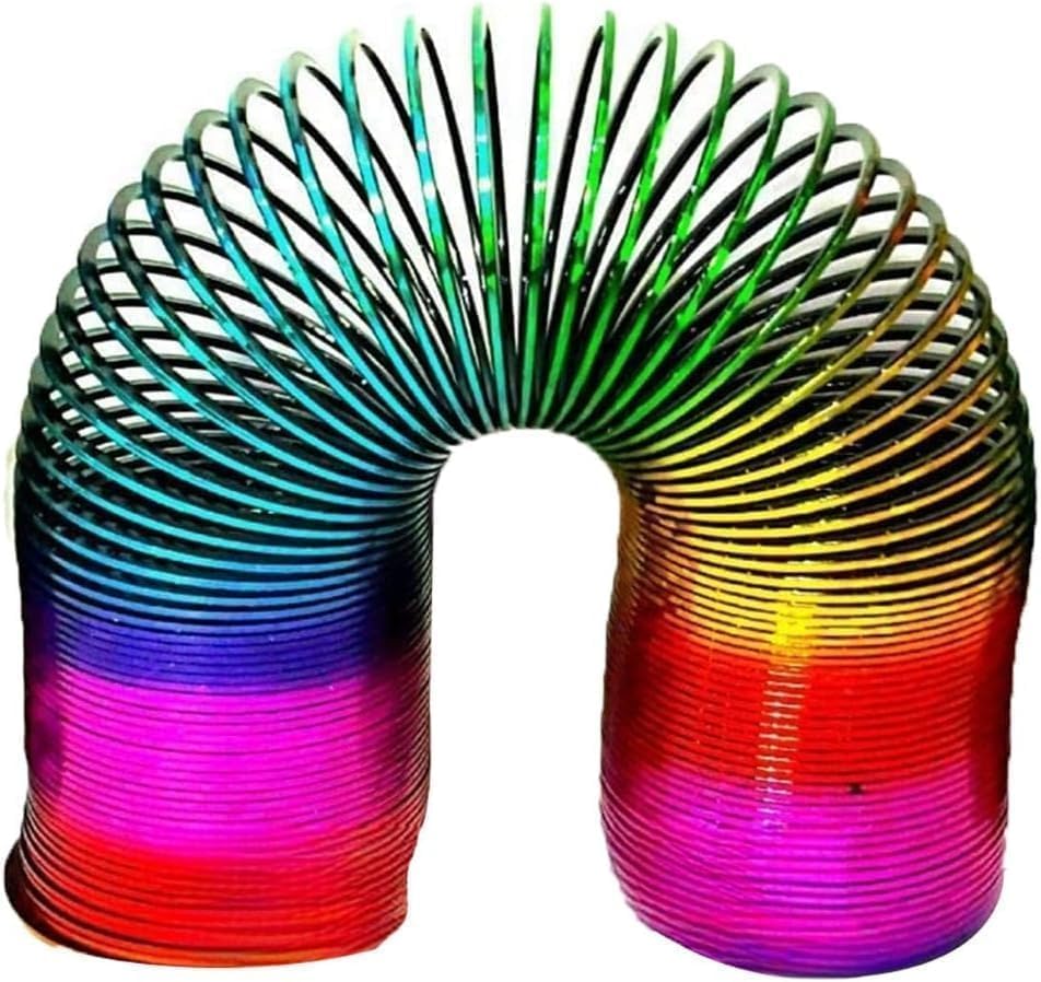 RIZZIIZ Rainbow Magic Spring Toy for Kids, Colorful Slinky Spring Coil, Expandable Stretching Bouncing Fidget Toy, Portable Rainbow Walking Spring for Boys Girls Party Gifts (1X15 CM)