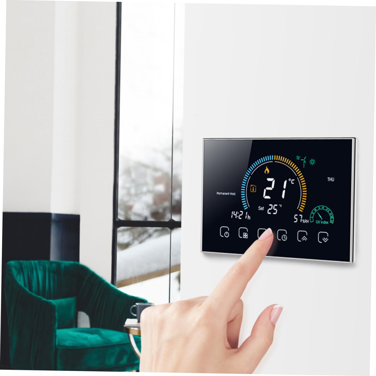 Housoutil Bodenthermostat Intelligenter Temperaturregler Sicherer Thermostat Haushaltsgeräte Programmierbare Sechs Zyklen Design Pc Material Stromausfall Komfort