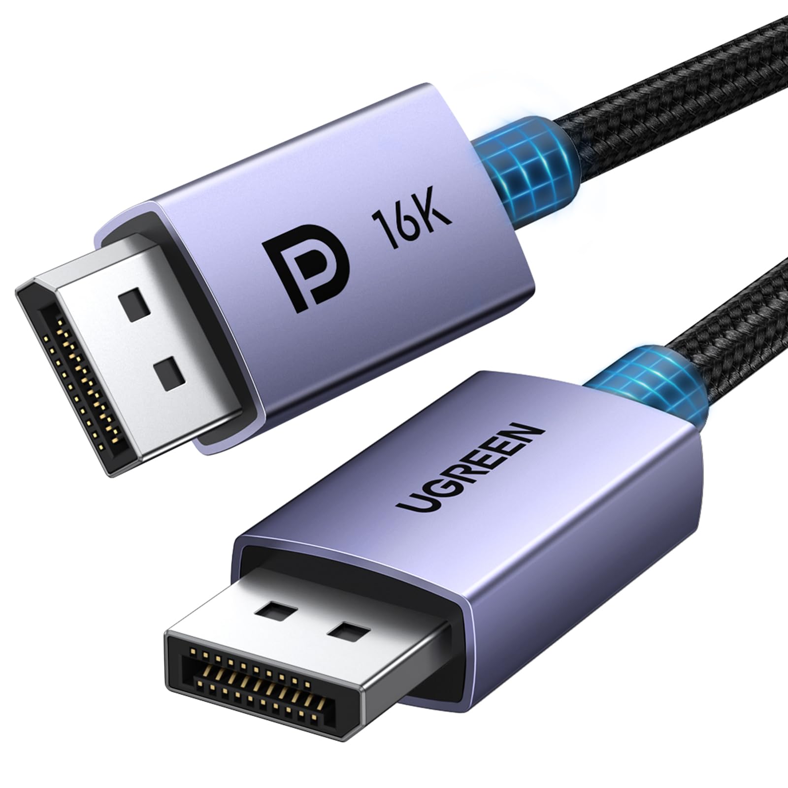 UGREEN 16K Displayport 2.1 [VESA Certified] Cable 3M, DP to DP Male to Male Cord 40Gbps Support 16K@30Hz 8K@240Hz 4K@240Hz Nylon Braided HDR HDCP DSC 1.2a, Compatible FreeSync G-Sync Video Monitor