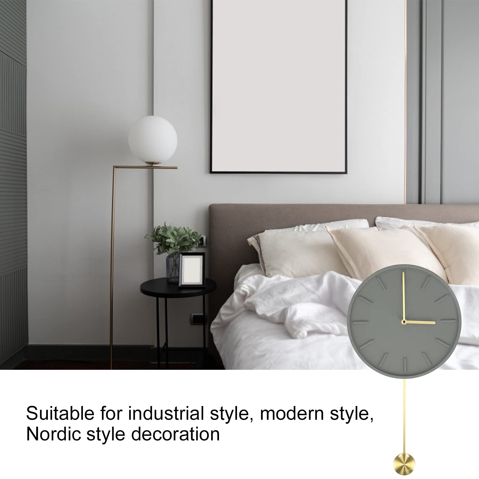 Reloj de Pared de Diseño Moderno con Péndulo Grande para el Hogar, Cafetería, Bar, Cemento, 27,5 Cm