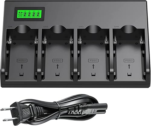 Binval Cargador rápido de 4 canales para Sony NP-F550 NP-F570 NP-F750 NP-F770 NP-F930 NP-F950 NP-F960 NP-F970 Sony DCR-VX2100 DSR-PD150 DSR-PD170