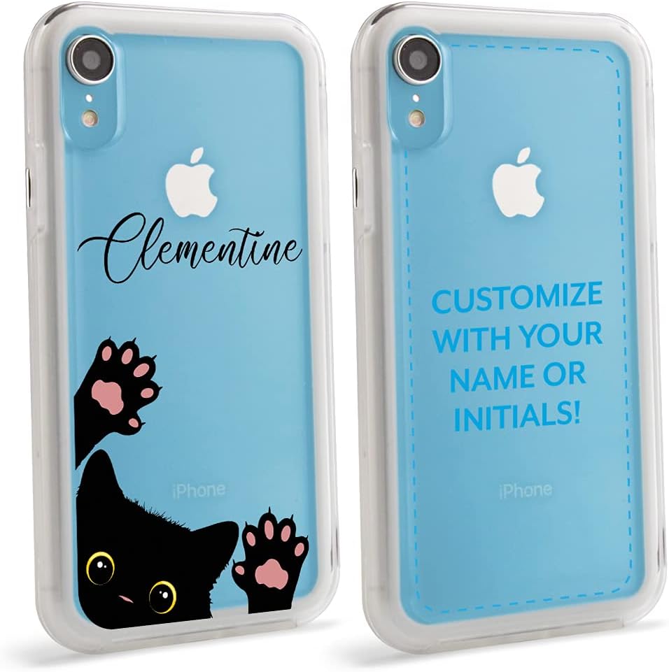 Guard Dog Custom Clear Case for iPhone XR – Personalized Cat – Put Your Name on a Designer Phone Case – Peek–a–Boo Kitty