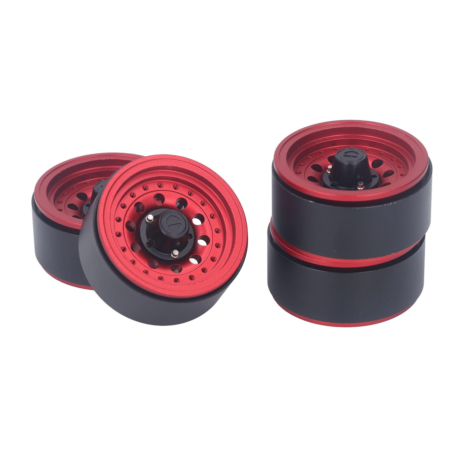 Set di Ruote Beadlock RC 1.9 Pollici in Alluminio (rosso)