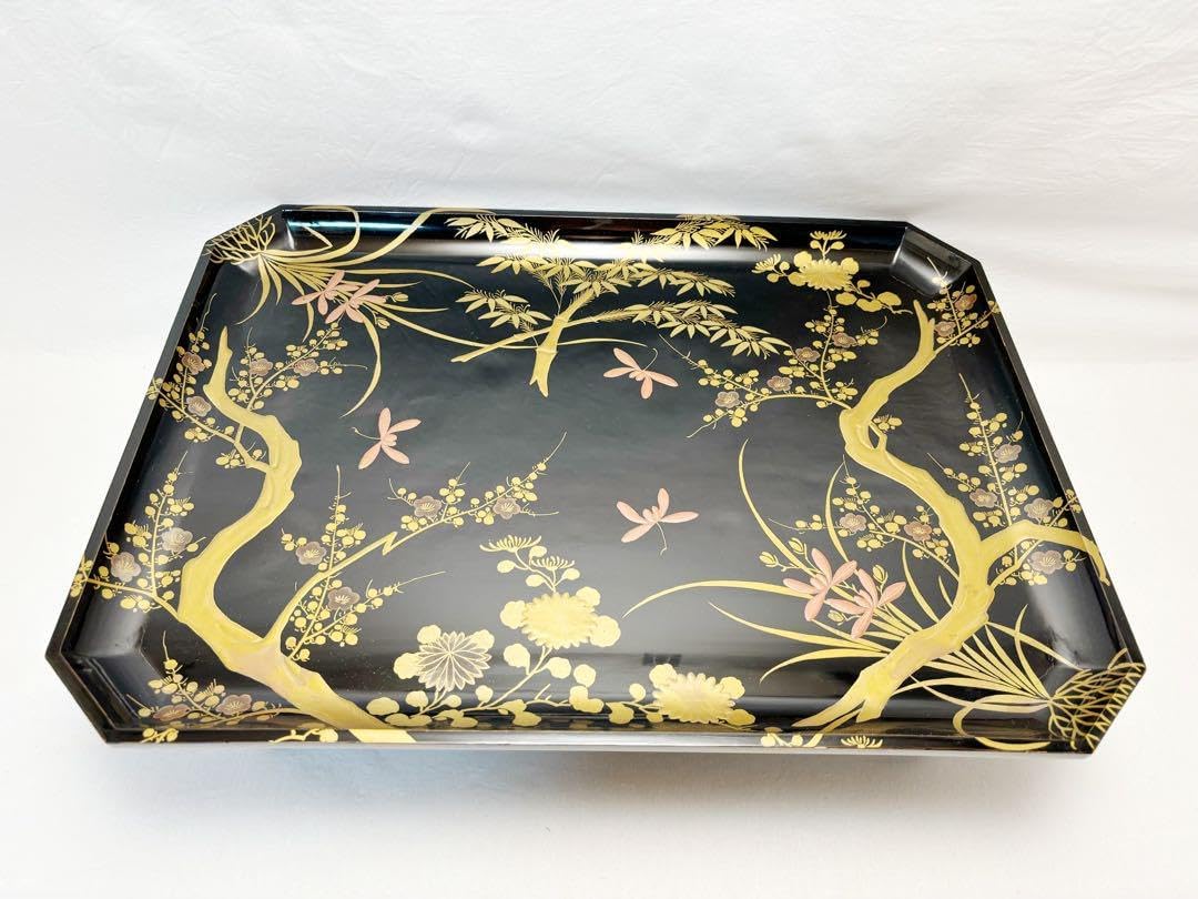 美品 茶道具 高級 木製黒塗 金彩花蒔絵 四足花台 卓 香炉台 置台 盆景 等 茶道具 木製黒塗 金彩花蒔絵 四足花台 卓 香炉台 置台 盆景 等