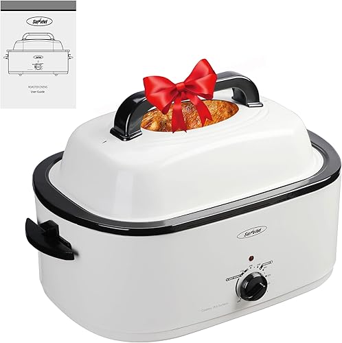 Sunvivi - Horno asador eléctrico con tapa de visión, tostador de pavo Sunvivi con función única de descongelacióncalor, tostador grande con bandeja