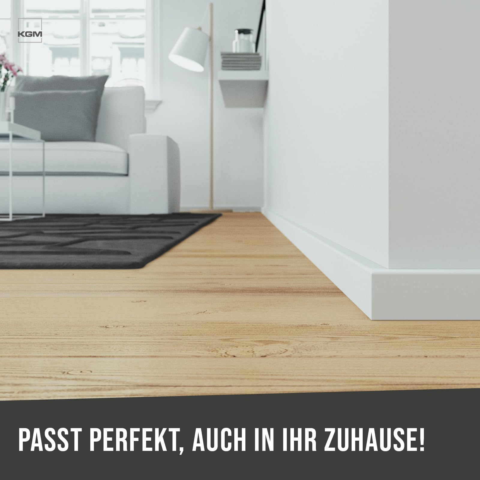 KGM Massivholz Sockelleiste Modern - Weiß - 2400 x 16 x 58 mm - 20 Stk.