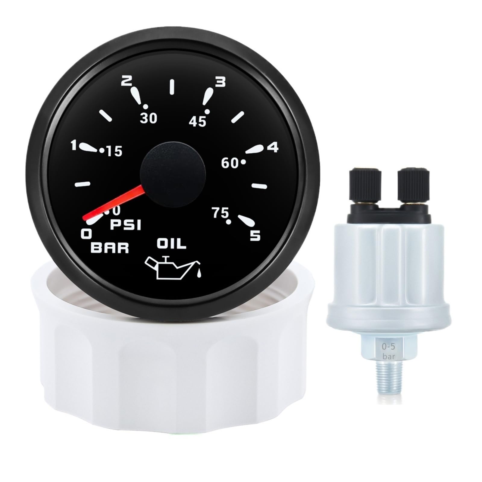 7 kolorowe światło 52mm manometr oleju + czujnik, 5Bar/10Bar wskaźnik miernika ciśnienia oleju dla Auto samochód jacht łódź 12V24V Wysoka widoczność(BN 0-5 Bar)