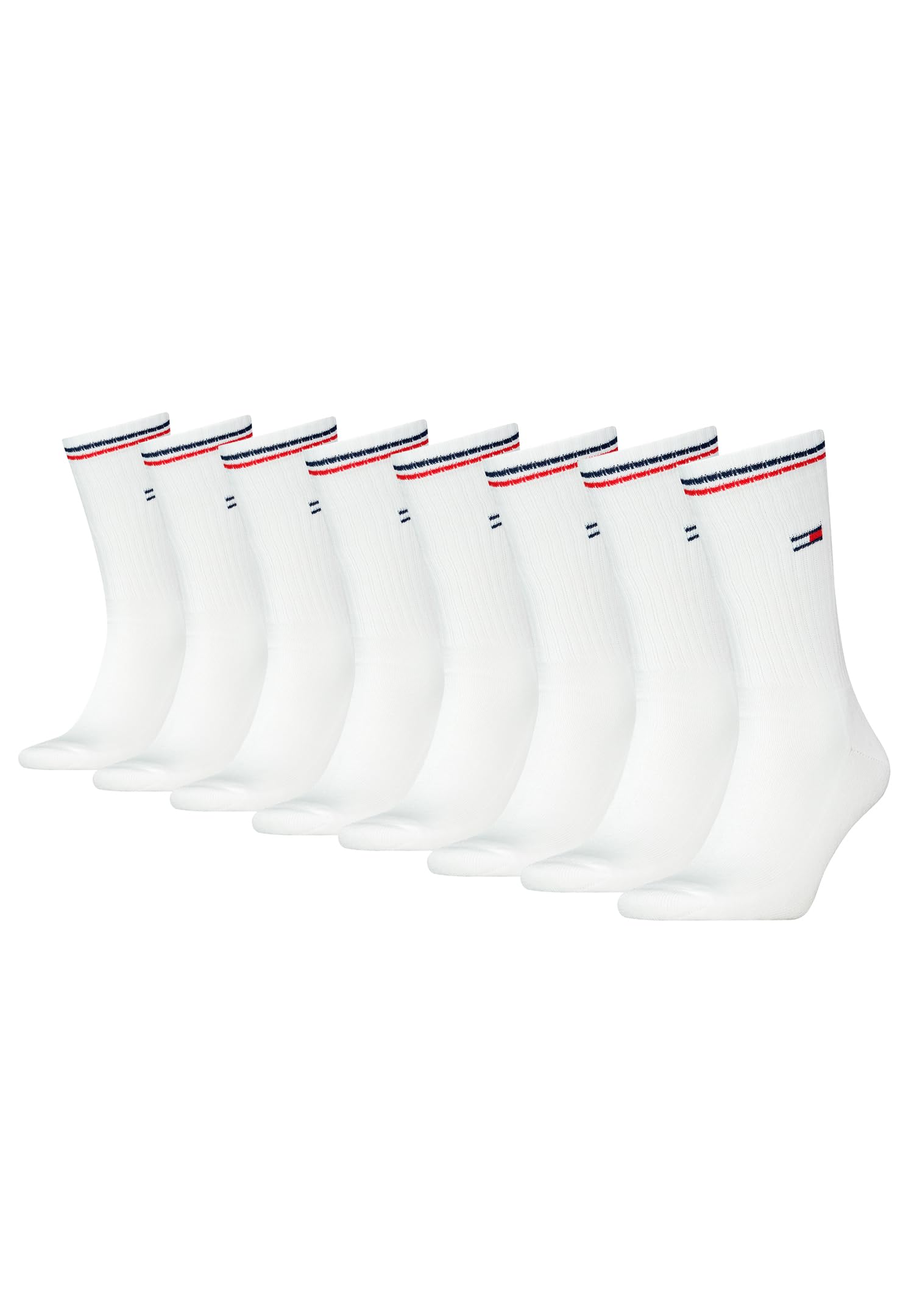 Tommy Hilfiger Lifestyle Crew Socken/lange Tennissocken für Damen & Herren 8-er Pack, Farbe:Weiss, Socken & Strümpfe:39-42