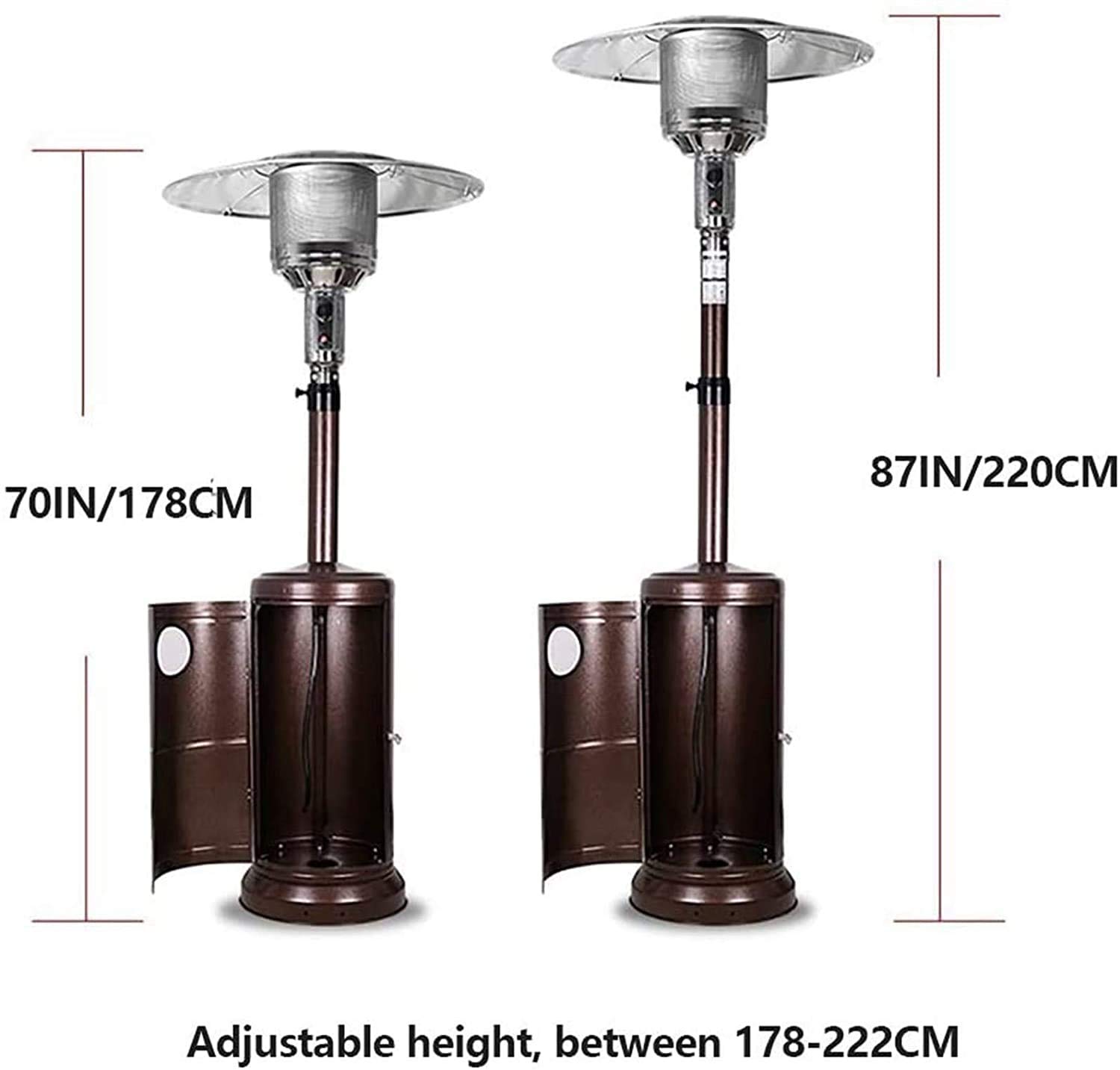 Riscaldatori da patio Riscaldatore da patio per esterni Lampada di calore portatile per esterni in acciaio inossidabile, riscaldatore indipendente regolabile Riscaldatori da giardino per patio (Colo