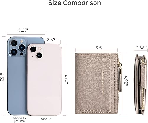 Miniatura 5 de Cartera pequeña para mujer, delgada, plegable, de piel sintética, con cremallera, tarjetero para tarjetas de crédito, monedero, Gris, Minimalista