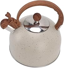 Chaleira de aço inoxidável de 2,5 l chaleira com apito, chaleira chaleira de aço inoxidável chaleira de aço inoxidável chaleira de chá chaleira apito bule de chá, apito para (bege)