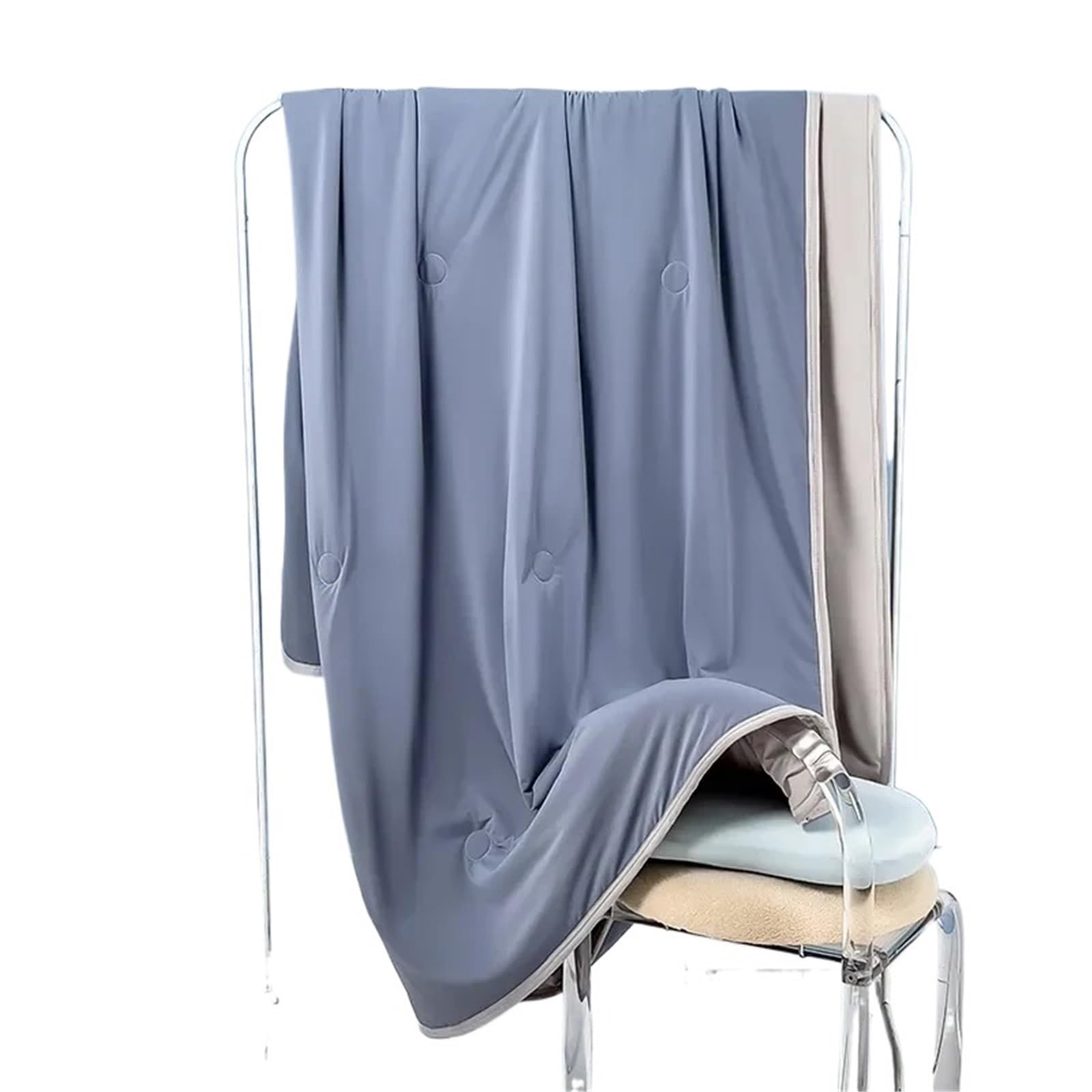 EBzvblxm Cooling Blanket for Summer, Cooling Silk Blanket Machine Washable Breathable Multicolor Multiple Sizes(Blue Gray,100X150cm)