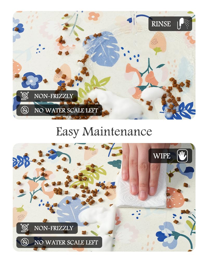 Tapis d'alimentation absorbant pour animal de compagnie pour gamelle de nourriture et d'eau, ne tache pas, séchage rapide, accessoires pour animaux de compagnie, bol pour buveurs désordonnés (fleurs
