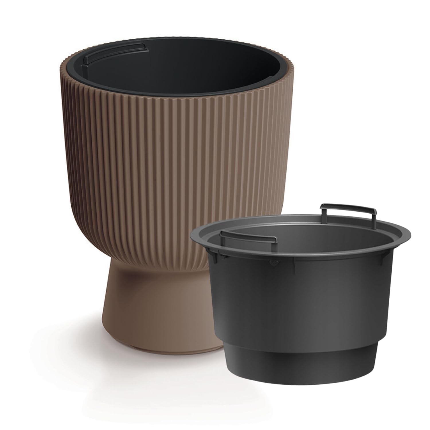 Prosperplast (Marsala, 24Cm - 8.5L) Plant Pots Flower Planter 7 Colours 3 Sizes Tall Wavy Plastic Pot Boho Elegant