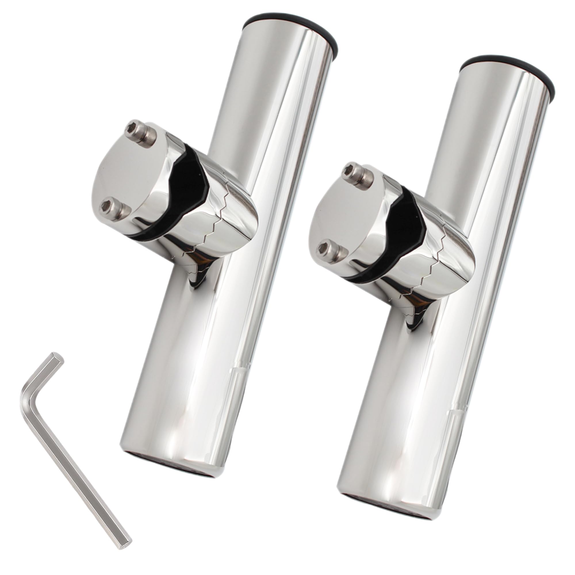 2PCS Fishing Rod Holder, 316 Stainless Steel Clamp on Rod Holders for Boat 3/4“ to 1”, Rail Mount Rod Holder for Marine Boat, Fishing Boat, Pontoon, Jon Boat (1-1/8“—1-1/4” Fishing Rod Holder)