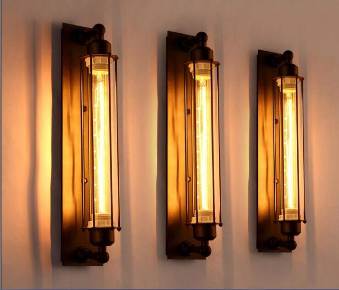 7W LED Lámparas de pared vintage retro Cafés pared Candelabro Tube de jaula Loft iluminación Blanco Cálido