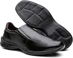 Sapato Social Confort Masculino em Couro Confortável Macio com Elástico Resistente