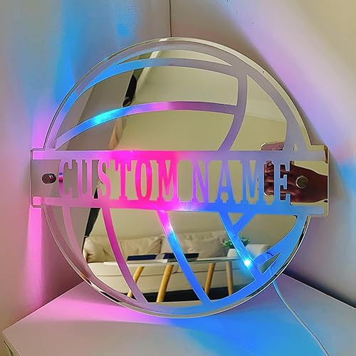 Uitwaieen Espejo con nombre iluminado para voleibol, letreros de luz de neón con luz nocturna LED colorida, decoración de pared para adolescentes, disponible en Yaxa Colombia