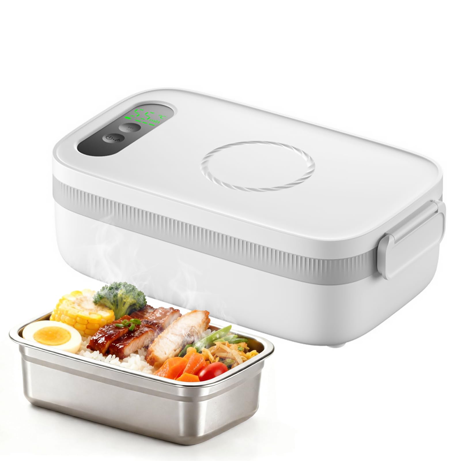 LIROPAU Contenitore per il pranzo elettrico, portatile, 1 l, con timer e funzione di riscaldamento regolabile, per lavoro, famiglia, campeggio, ufficio, auto, viaggi, cantieri