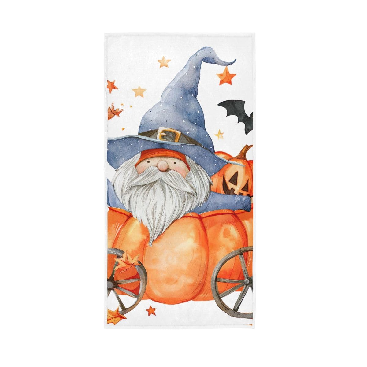 LSRCPD Halloween Gnome in Pumpkin Carriage Hand Towels, 15 x 30 Inches, Soft Highly Absorbent Towels for Bathroom Gym Hotel