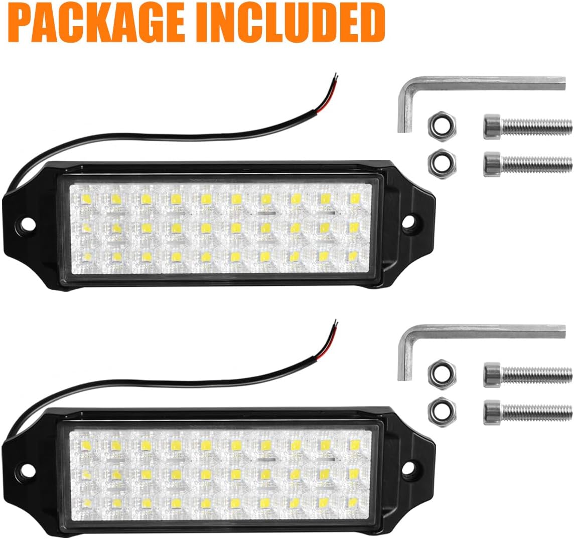 Flush Mount Led Light Bar Pods 12V Flood Super Thin Slim 7 inch Reverse/Backup/Off Road/Bumper/Driving/Fog Lights Sidelight Taillight for Tralier Truck RV Marine Boat ATV UTV 2-Pack