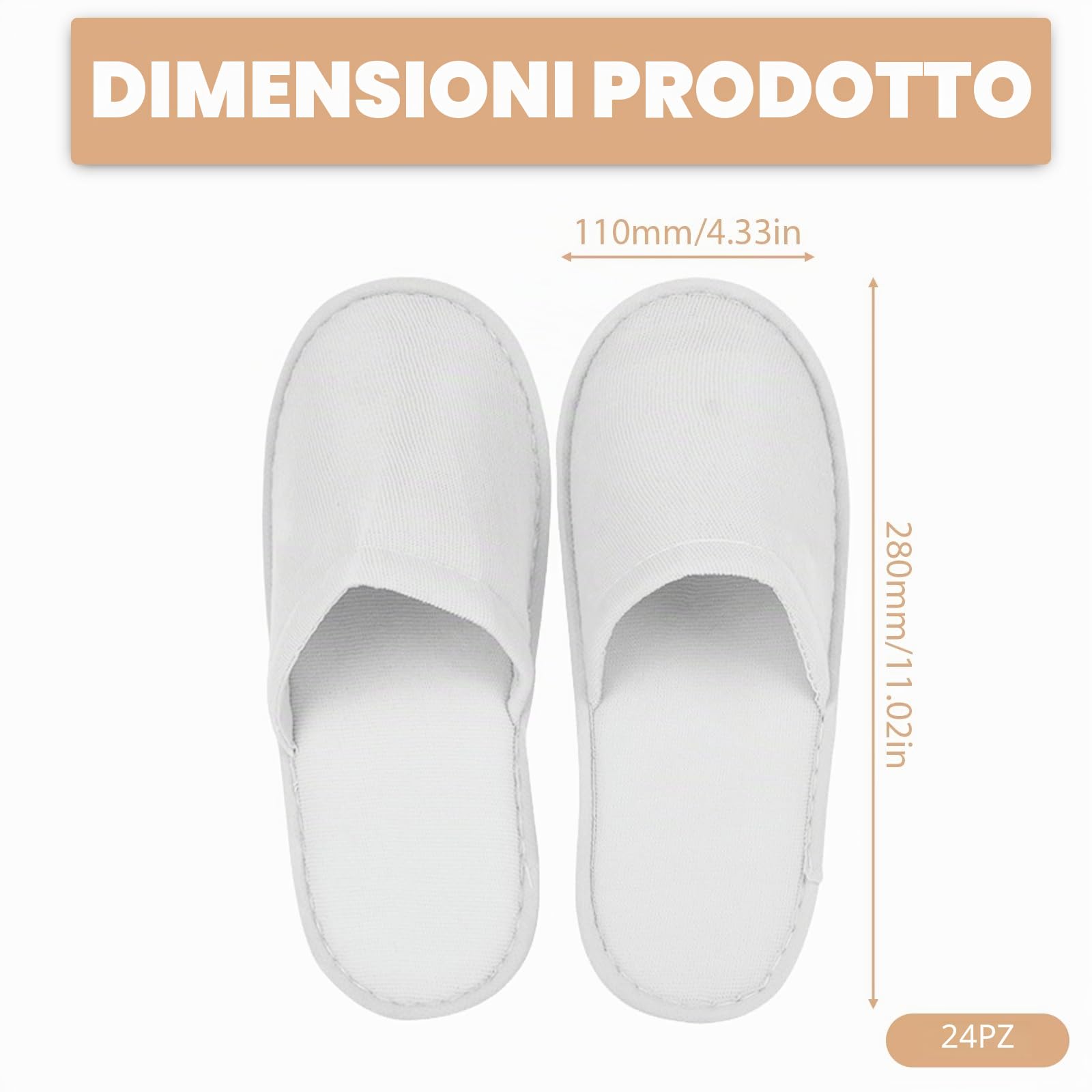 24 paia di pantofole in spugna Terry, pantofole da hotel, set di pantofole bianche per ospiti, pantofole chiuse da 4 mm, pantofole da bagno, pantofole Terry unisex per hotel, salone, spa, casa