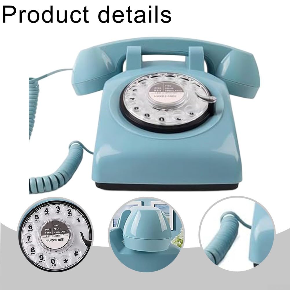 Telefono Vintage Con Quadrante Rotante Getdoublerich: Design Anni '60, Suoneria Forte, Vivavoce, Colore Blu, Per Casa E Ufficio