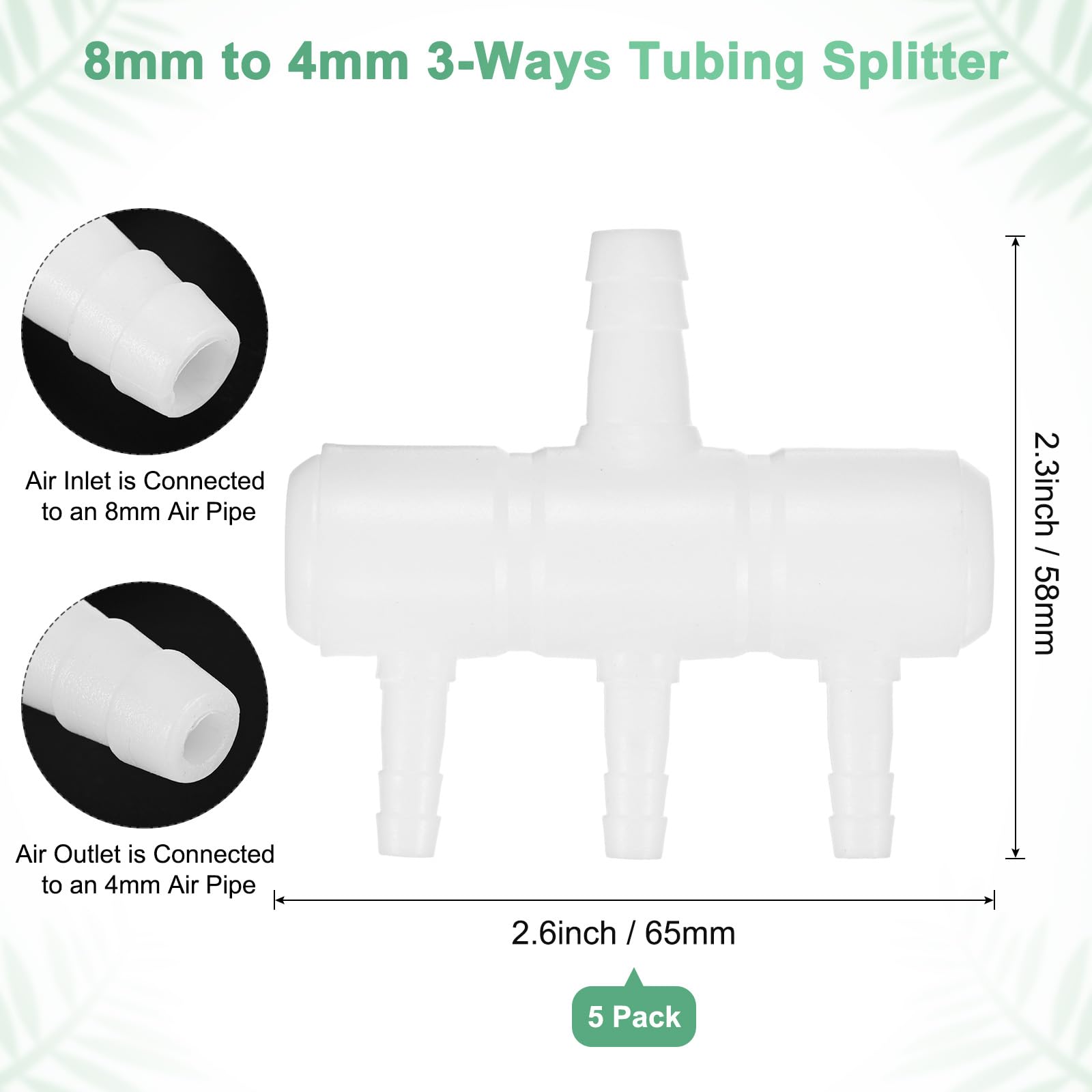 M METERXITY 5-Pack Aquarium Air Valve 8mm to 4mm 3-Ways - Image 3