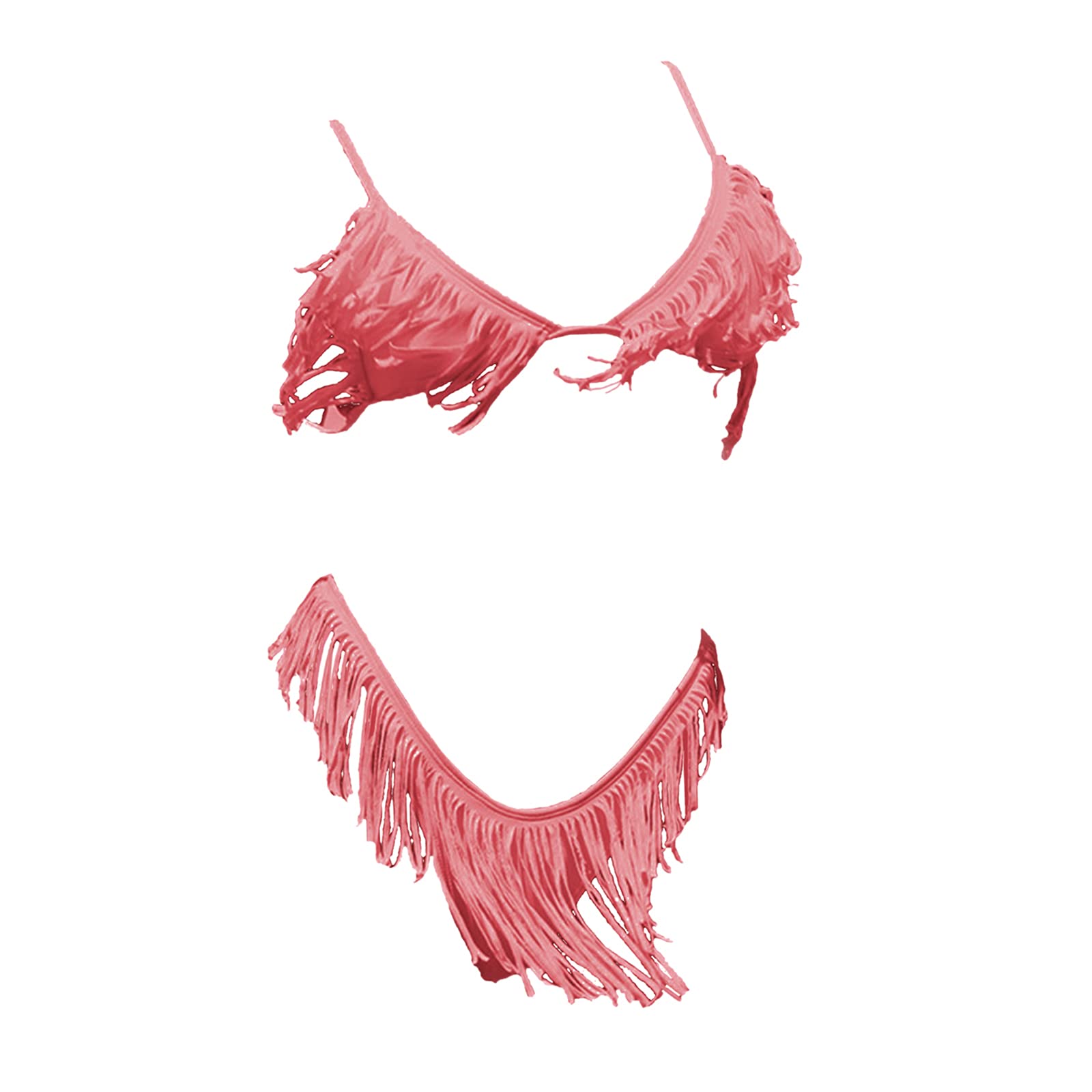 Tassel Bikini Set Push Up Top Swimwear Costume Travel Bathing Suit Pink S | Womens Clothing | Swimwear-image-43