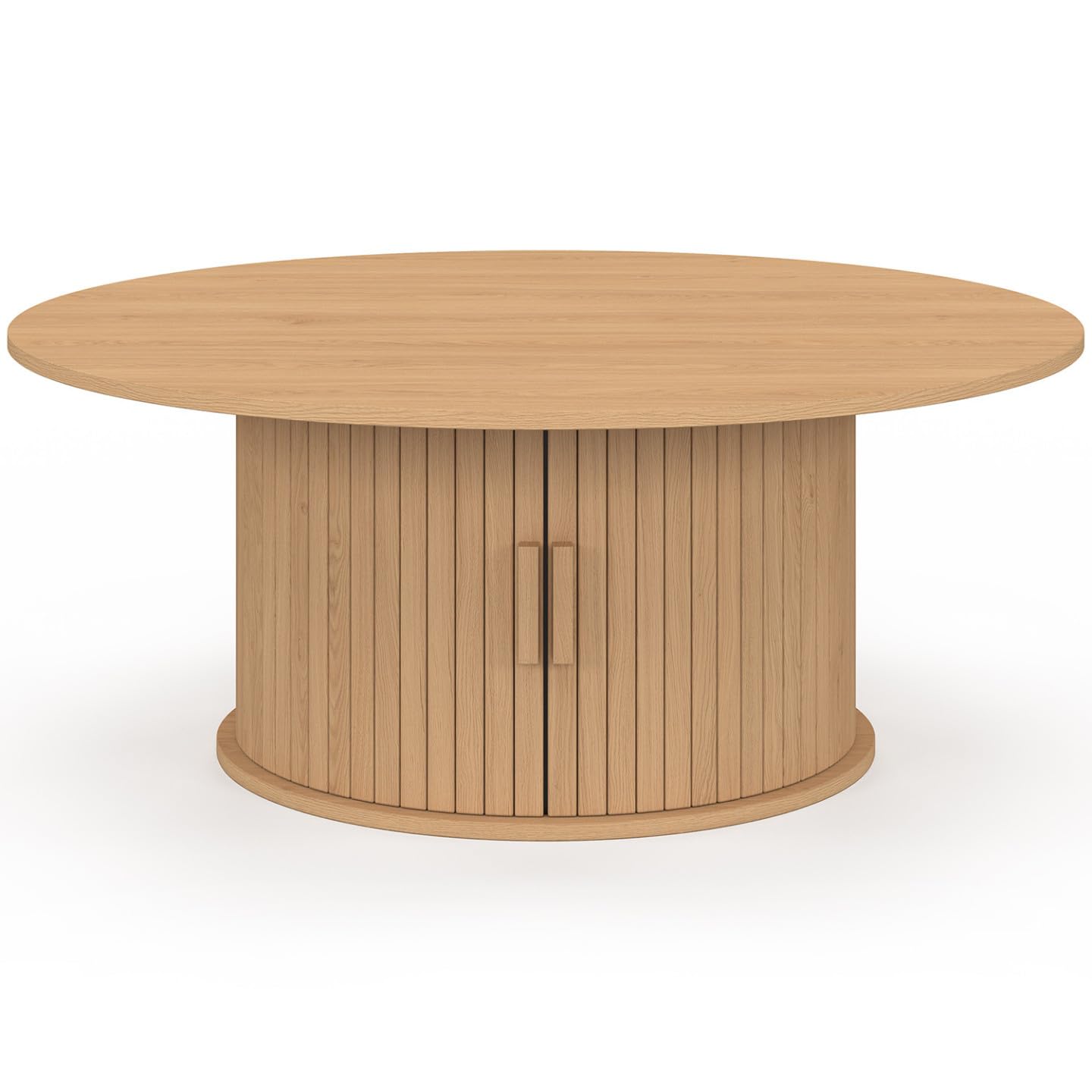 IDMarket - Table Basse Ronde Juliette 100 cm avec Rangement Lattes Bois
