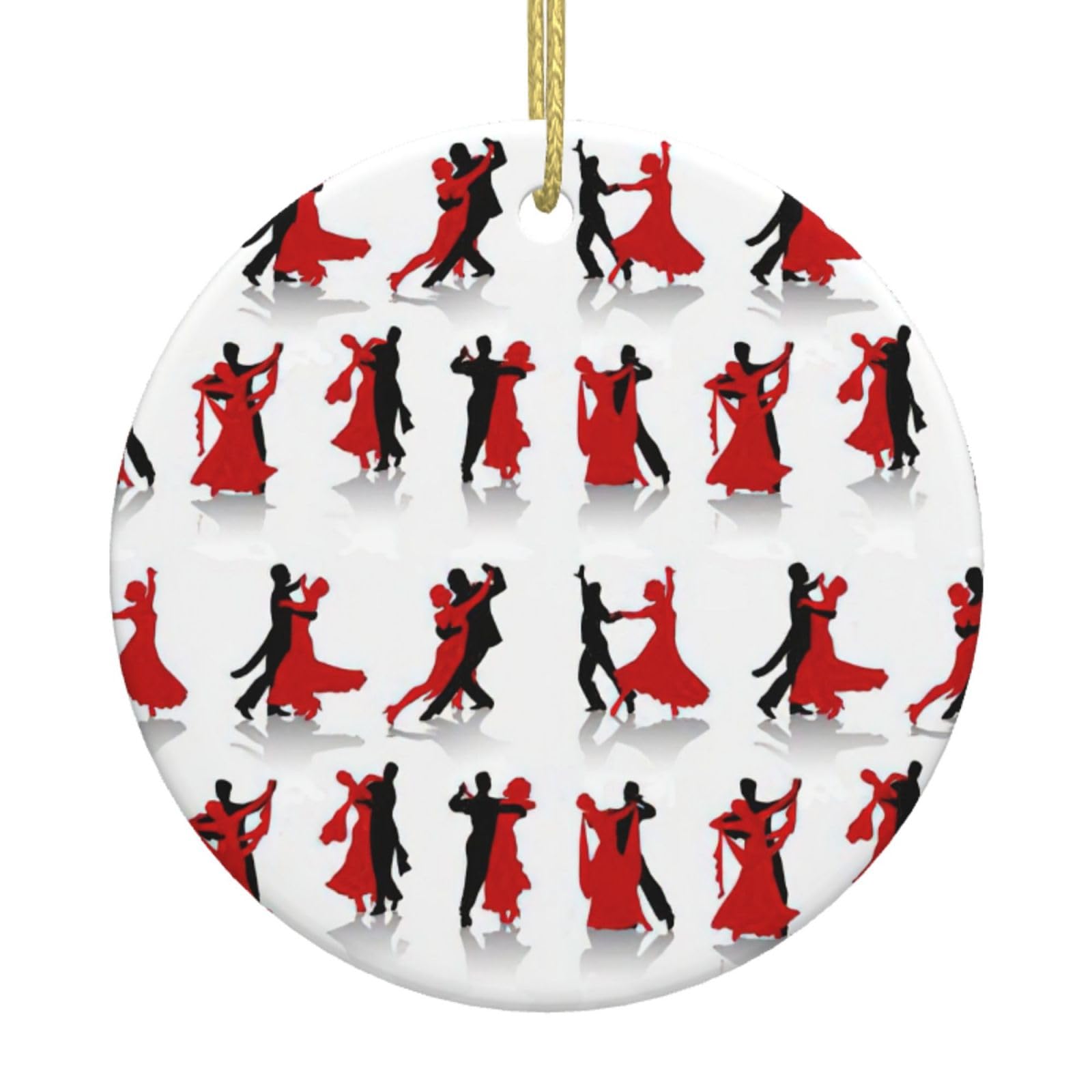 Nezih Ballroom Dance Print Christmas Tree Hanging Xmas Tree Ceramic Round Pendant Gift New Year Craft Home Decor