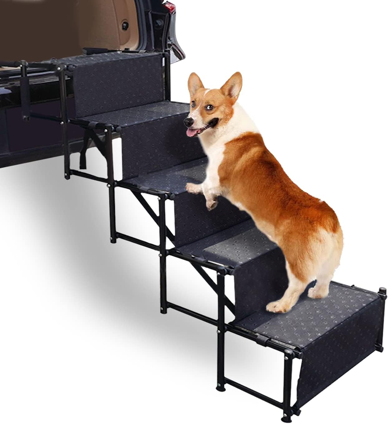 PINVNBY Dog Car Stairs for Large Dog Adjustable Folding Dog