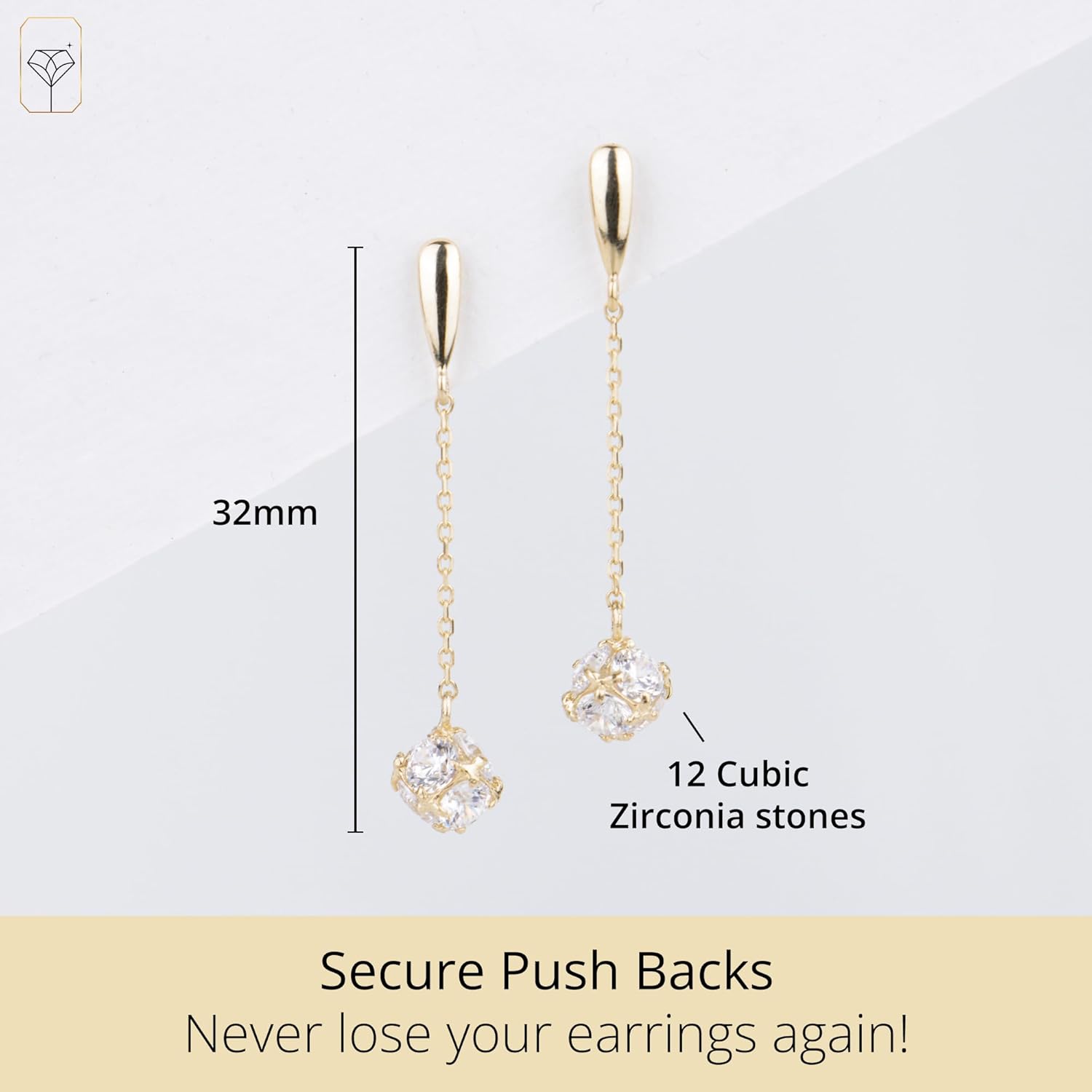 Small 10k Solid Gold CZ Ball Drop Earrings | Comfortable and Lightweight Gold Dangle Earrings in White and Yellow Gold by MAX + STONE