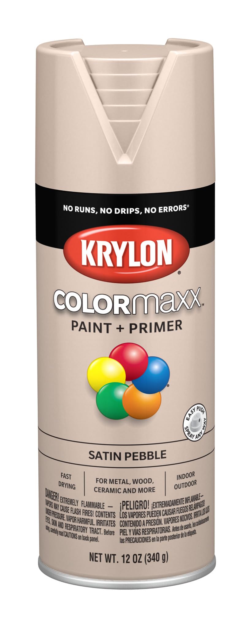 Krylon ColorMaxx 12 Oz. Satin Spray Paint, Pebble - 1 Each