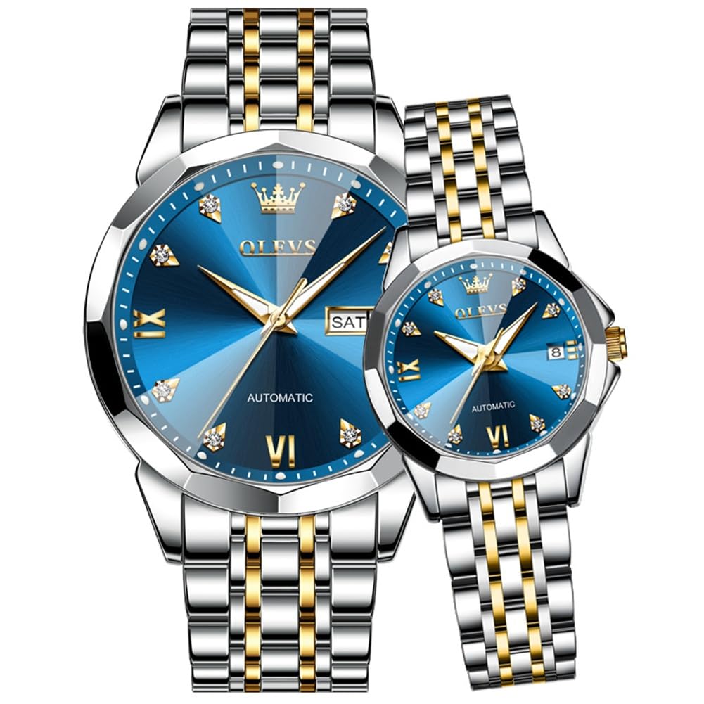OLEVS Reloj de Pulsera para Hombre, diseño de Esqueleto automático, de Lujo, con múltiples calendarios, Acero Inoxidable, Impermeable, Luminoso, para Hombre