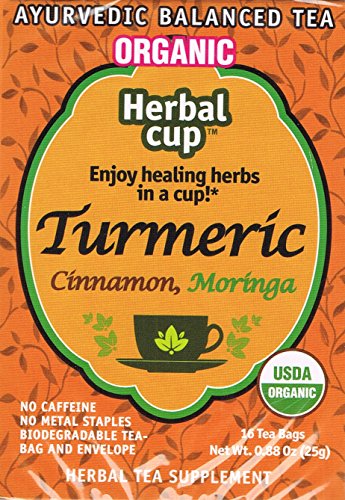 Herbal Cup Herbal Tea, Organic Turmeric Cinnamon, Moringa Tea – (16 tea bags in 1 box)